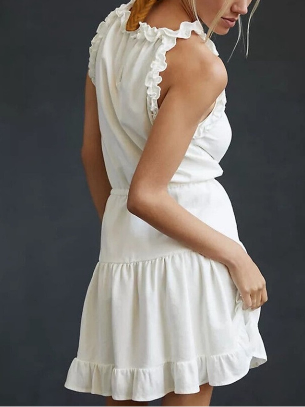 Sundays White Ruffle Dress large Cotton Great and easy to wear